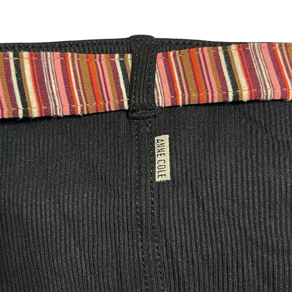 Anne Cole Belted Bikini Swim Bottom Size M Black Multi Ribbed Striped NWOT - Picture 4 of 9